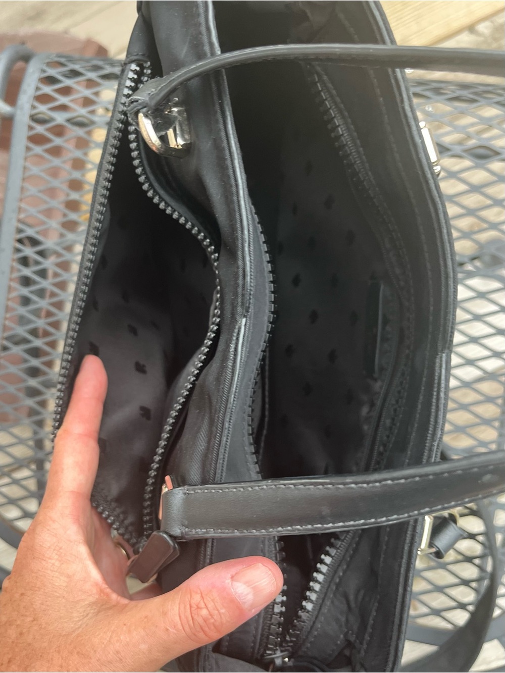 Kate Spade Jae Medium Nylon Satchel Crossbody Bag Black - Picture 8 of 15